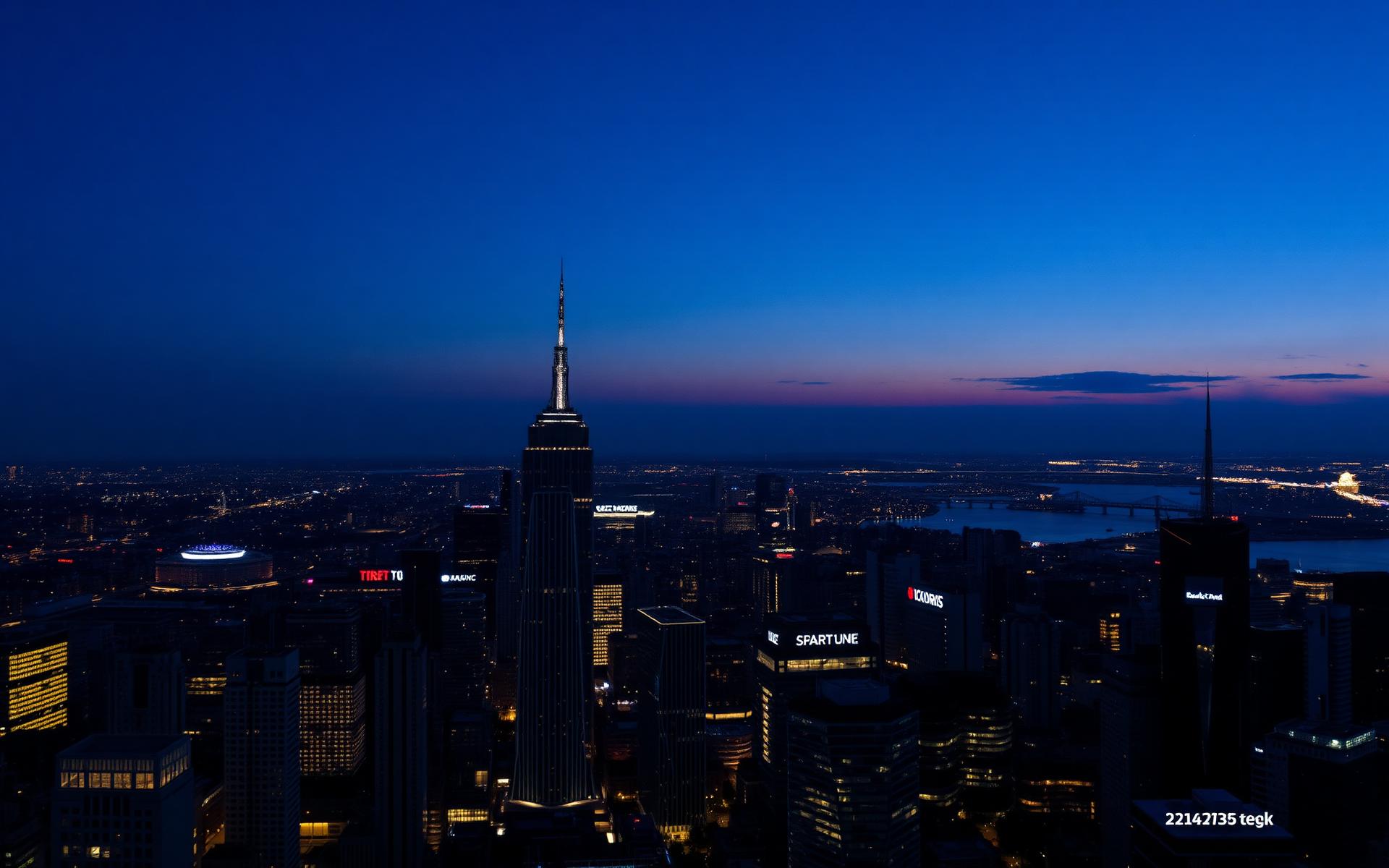 Financial district skyline at night