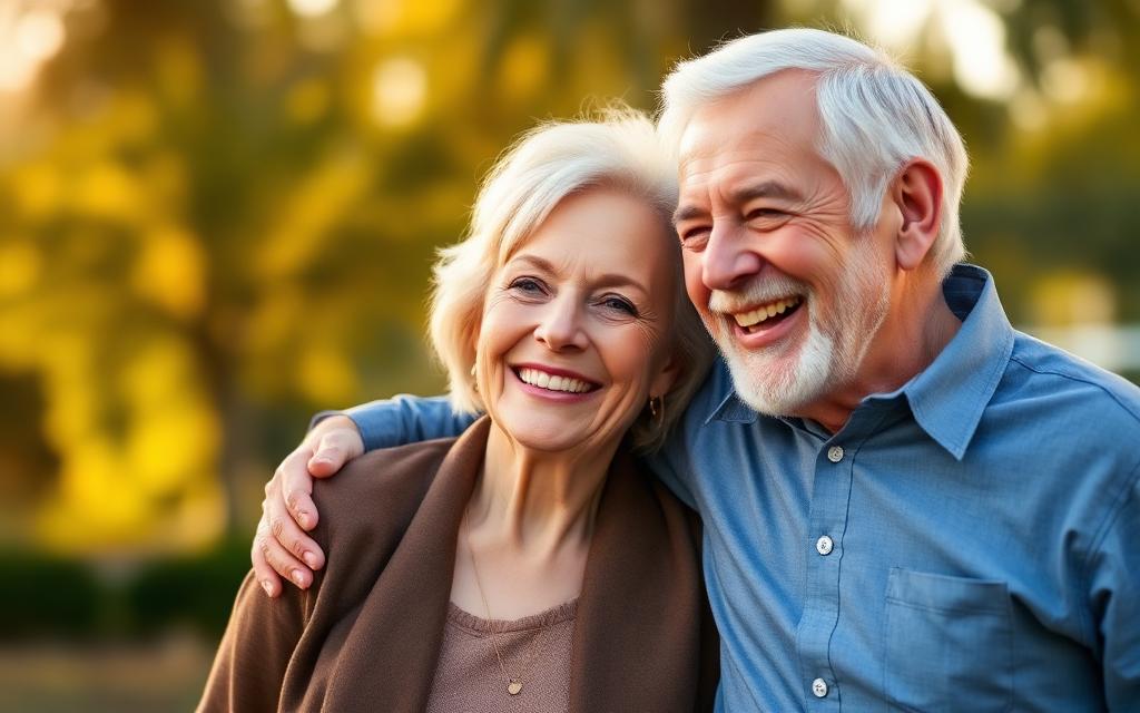 Mature couple smiling together outdoors
